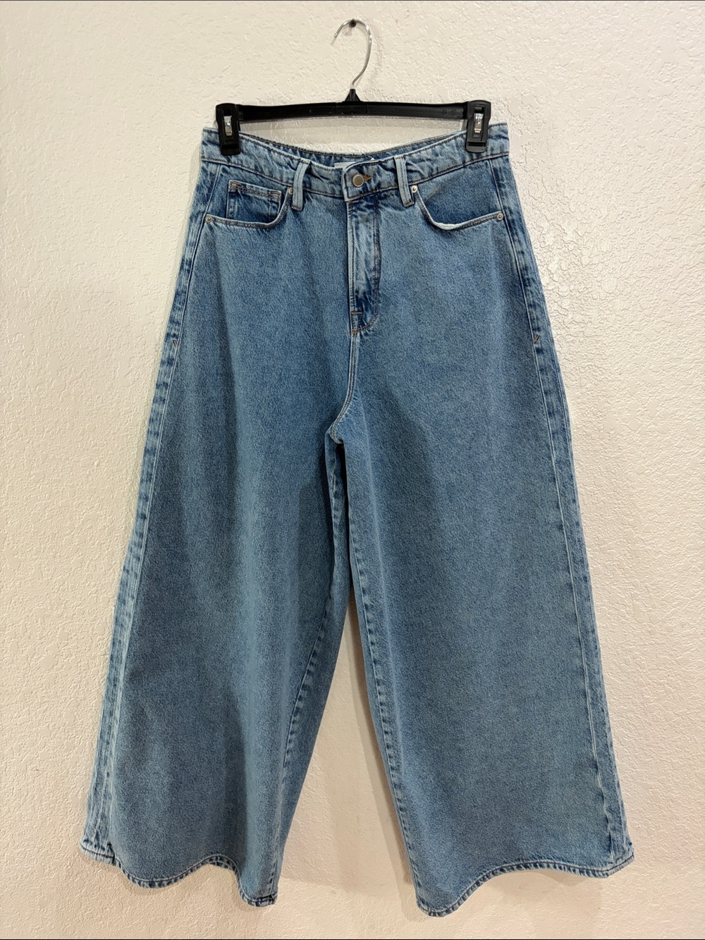 Good American,size 6/28,Women’s Paneled Wide Leg Blue Denim Jeans - Picture 5 of 17